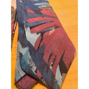 VTG 80s Armando Endrati Necktie Abstract Art Swash Muted Blue Maroon Silk Tie